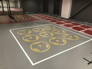 Line marking, logo's and graphics indoor flooring and surfaces
