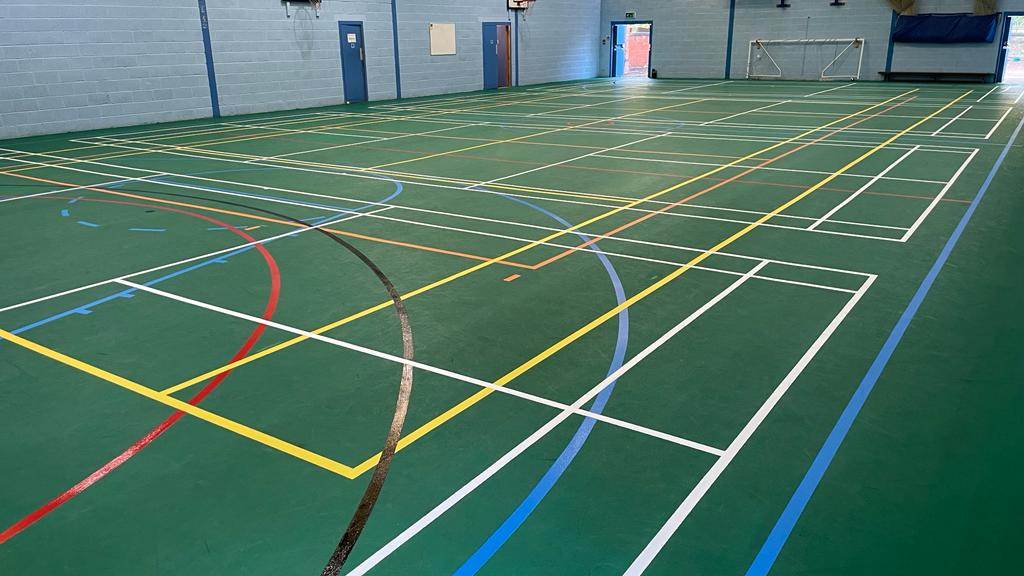 sports floor deep clean and line marking refresh